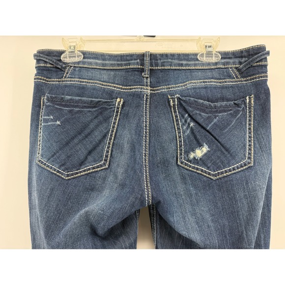 Y2K Mudd Womens Juniors Blue Distressed Skinny Jeans Ripped  Size 11 Length 29 - Picture 7 of 10